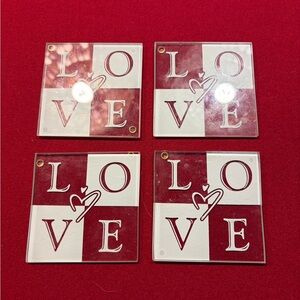 Red and White LOVE Coasters Set